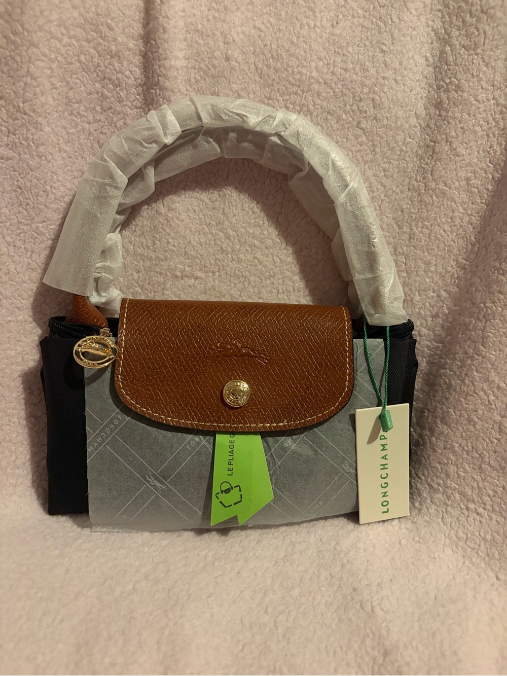 Medium Black Tote with Brown Trim
